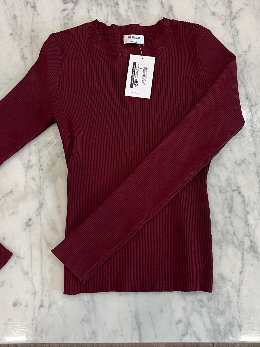 Blu Pepper Ribbed Long-Sleeve Top in Burgundy